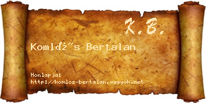 Komlós Bertalan névjegykártya